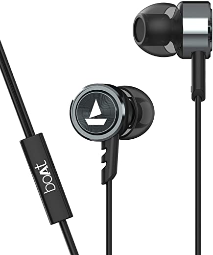 boAt BassHeads 122 Wired Earphones with Heavy Bass, Integrated Controls and Mic (Gun Metal)