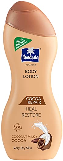 Parachute Advansed Cocoa Repair Body Lotion for Women & Men, Very Dry Skin, 250ml | Pure Coconut Milk & Cocoa, 100% Natural, 72h Moisturisation