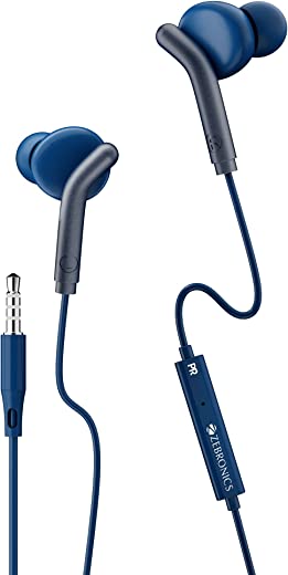 ZEBRONICS Zeb-Bro in Ear Wired Earphones with Mic, 3.5mm Audio Jack, 10mm Drivers, Phone/Tablet Compatible(Blue)