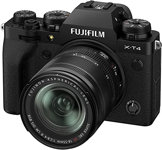Fujifilm X-T4 26MP Mirrorless Camera Body with XF18-55mm Lens (X-Trans CMOS4 Sensor, EVF, Face/Eye AF, IBIS, LCD Touchscreen, 4K/60P & FHD/240P Video, Film Simulations, Weather Resistance) - Black