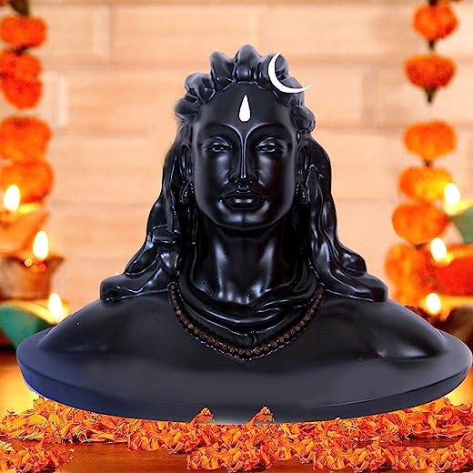 JAIPUR ACE Adiyogi Shiva Statue for Car Dash Board, Pooja & Gift, Mahadev Murti, Idol, Lord Adiyogi Shankara for Home & Office Decor (ADIYOGI JI in Black) (Adiyogi), Resin