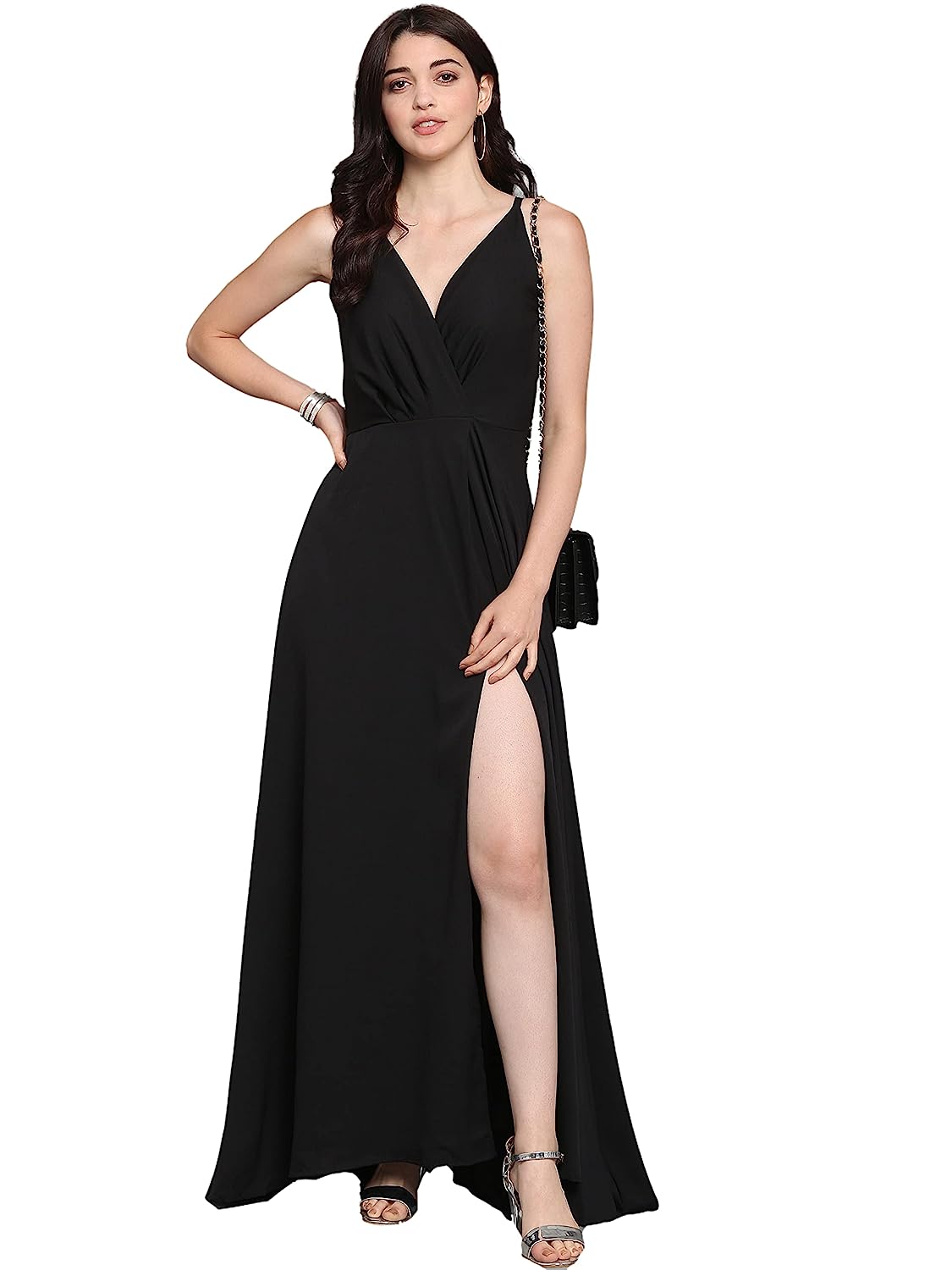 Sheetal Associates Women's Sleeveless V-Neck Fit & Flare Casual Maxi Dress