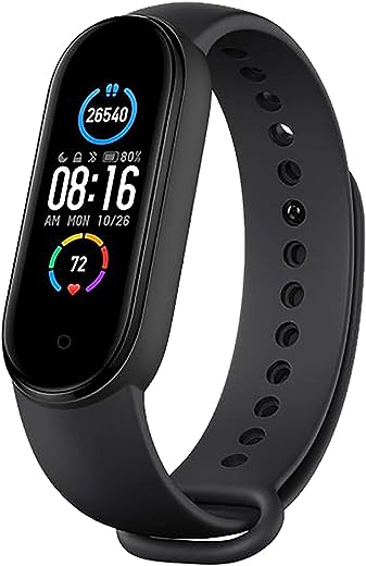 HUG PUPPY Smart Band M5 Blue Fitness Band for Men Activity Fitness Tracker Watch with Functions Like Heart Rate, Steps Counter, Calorie Counter with Waterproof Body for Men and Women (Black)