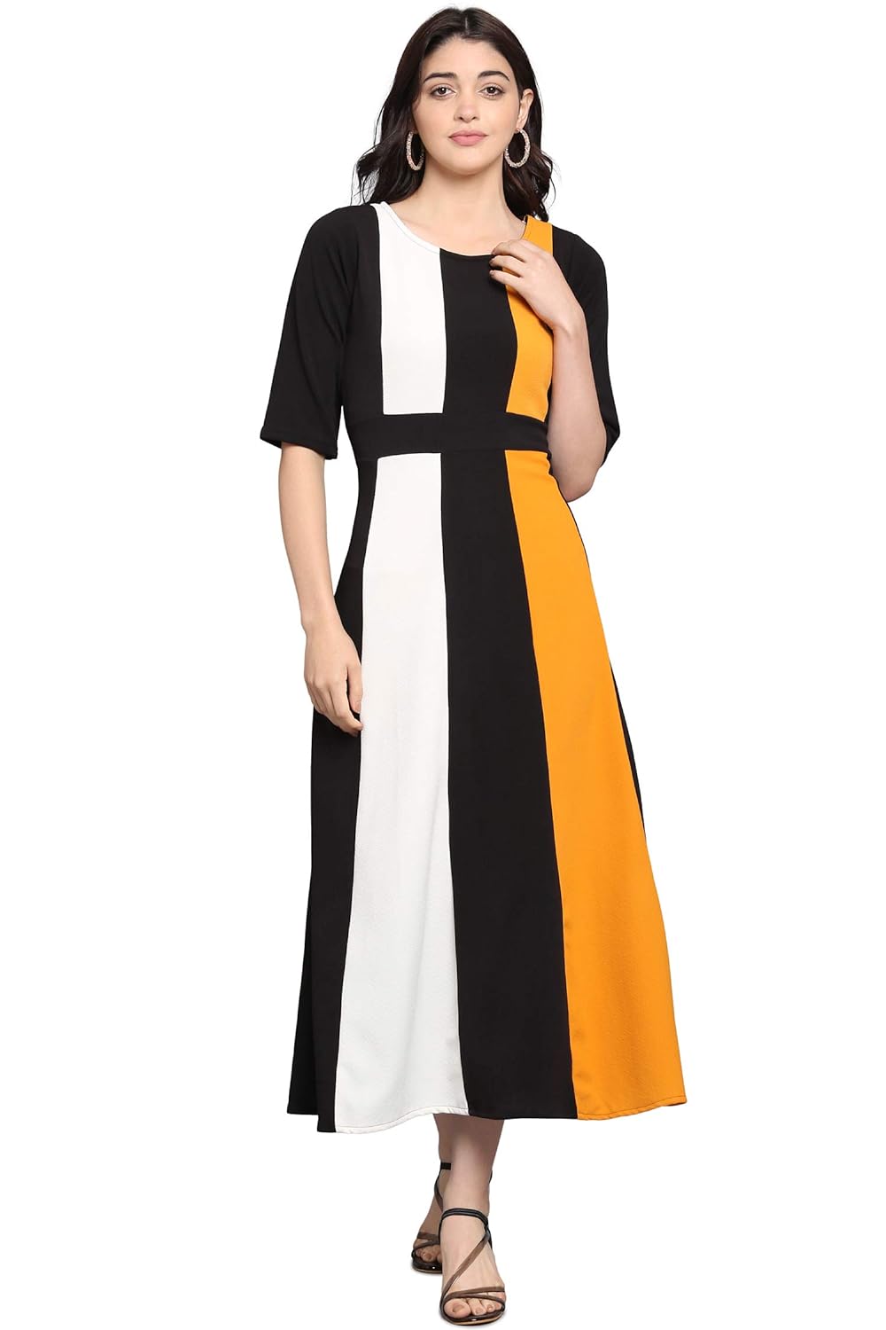 PURVAJA Women's Empire Maxi Dress (Lucy-022-YW-BL-M_Black_Medium)