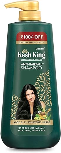 Emami Kesh King Ayurvedic Anti Hairfall Shampoo Reduces Hairfall, 21 Natural Ingredients With The Goodness Of Aloe Vera, Bhringraja & Amla For Silky, Shiney, Smooth Hair, 600ml
