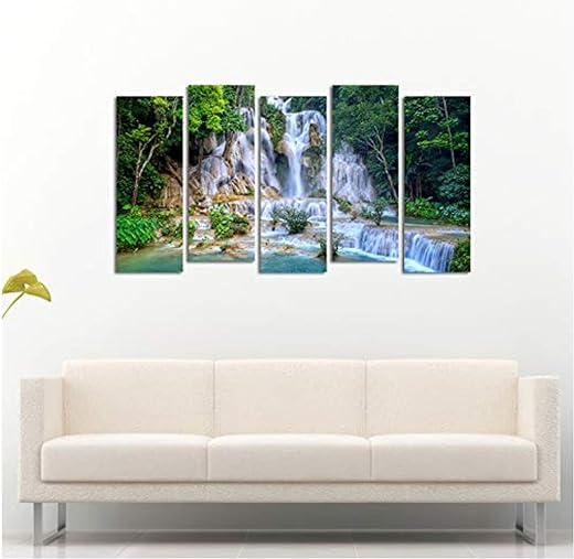 PAPER PLANE DESIGN Split Paintings for Living Room 5 Frames Sunboard, Size 27 x 50 Inch
