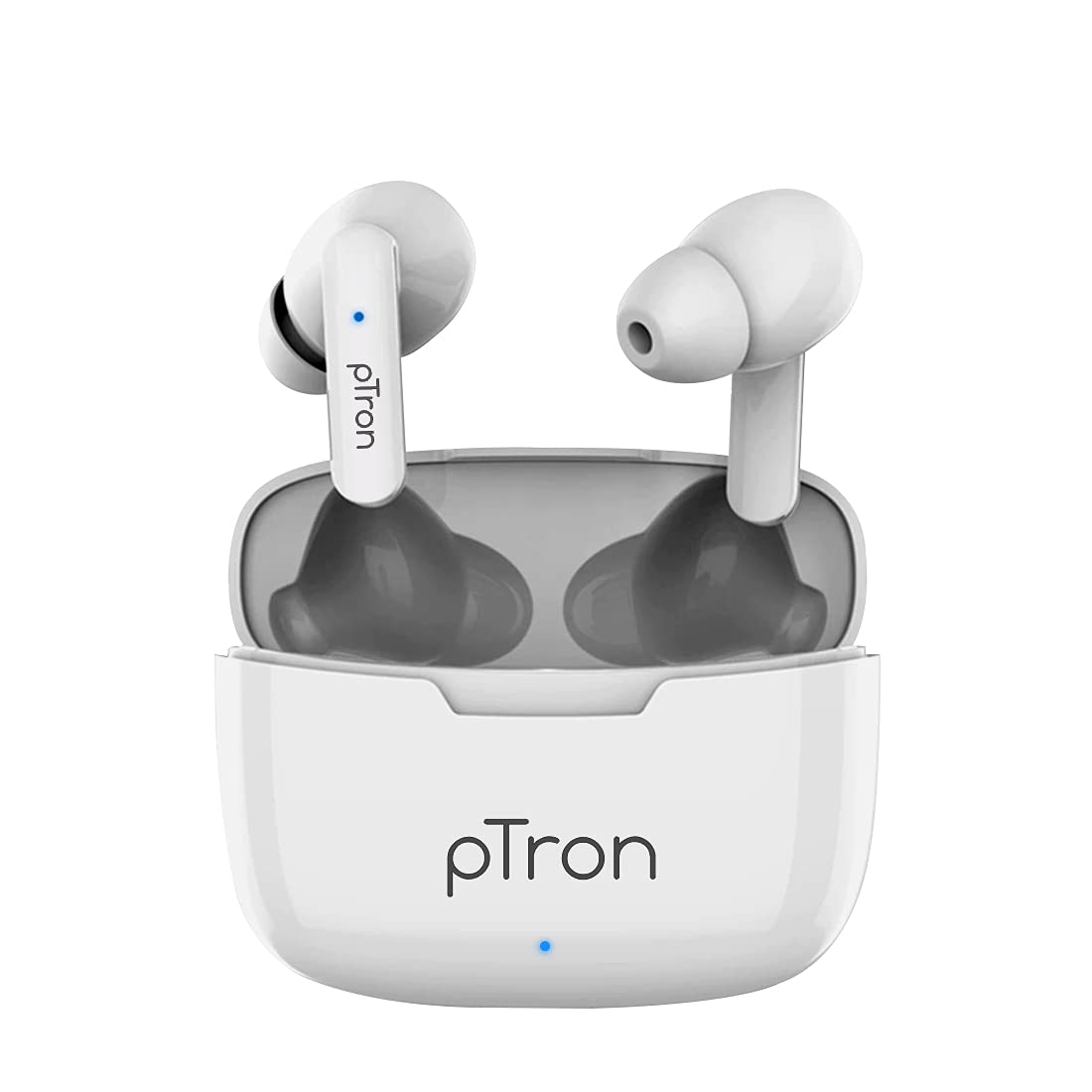 PTron Bassbuds Duo in Ear Earbuds with 32Hrs Total Playtime, Bluetooth 5.1 Wireless, Stereo Audio, Touch Control TWS, with Mic, Type-C Fast Charging, IPX4 & Voice Assistance (White)
