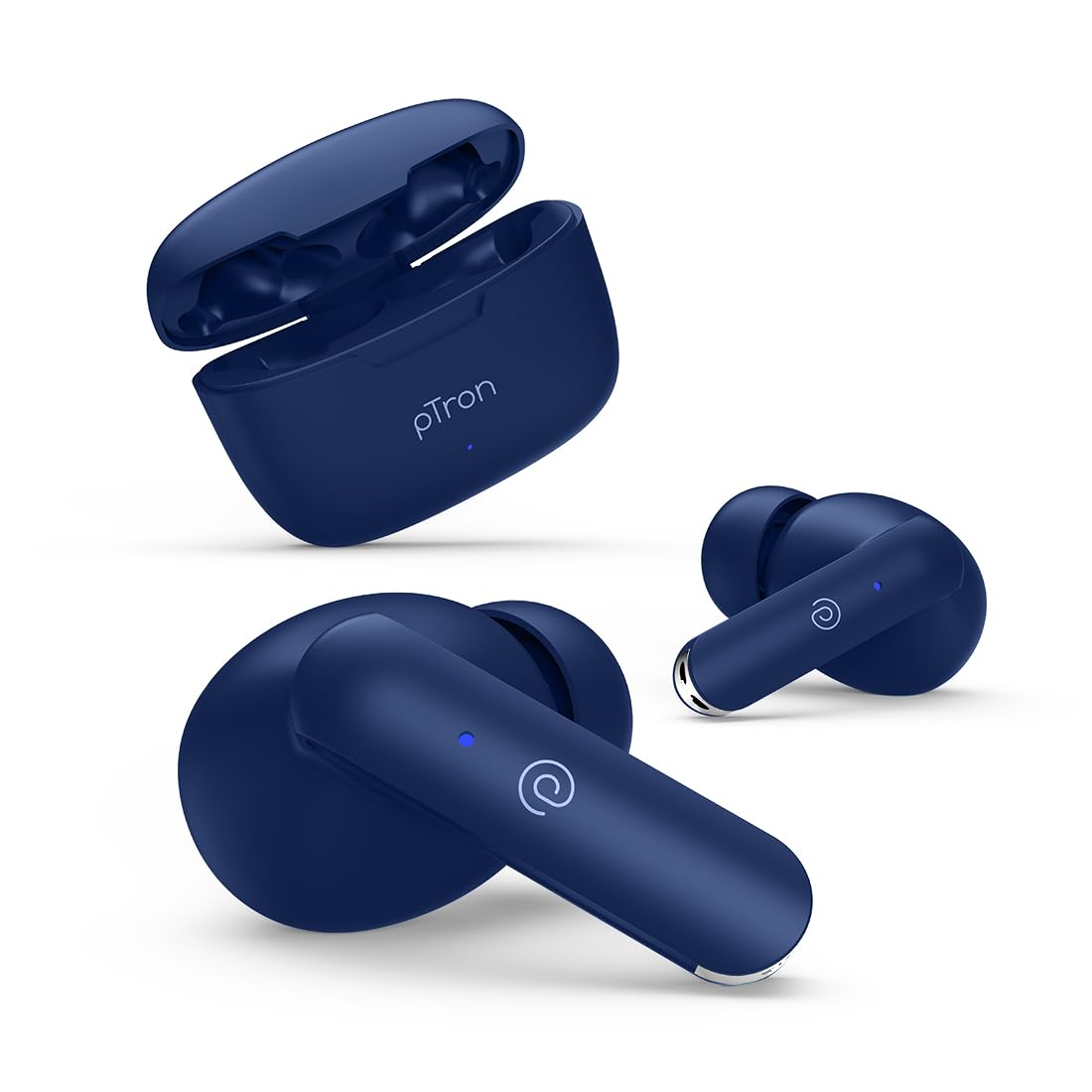 pTron Bassbuds Duo in Ear Earbuds with 32Hrs Total Playtime, Bluetooth 5.1 Wireless, Stereo Audio, Touch Control TWS, with Mic, Type-C Fast Charging, IPX4 & Voice Assistance (Blue)