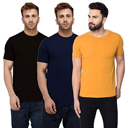 London Hills Solid Men Half Sleeve Round Neck Cotton T-Shirt (Pack of 3)