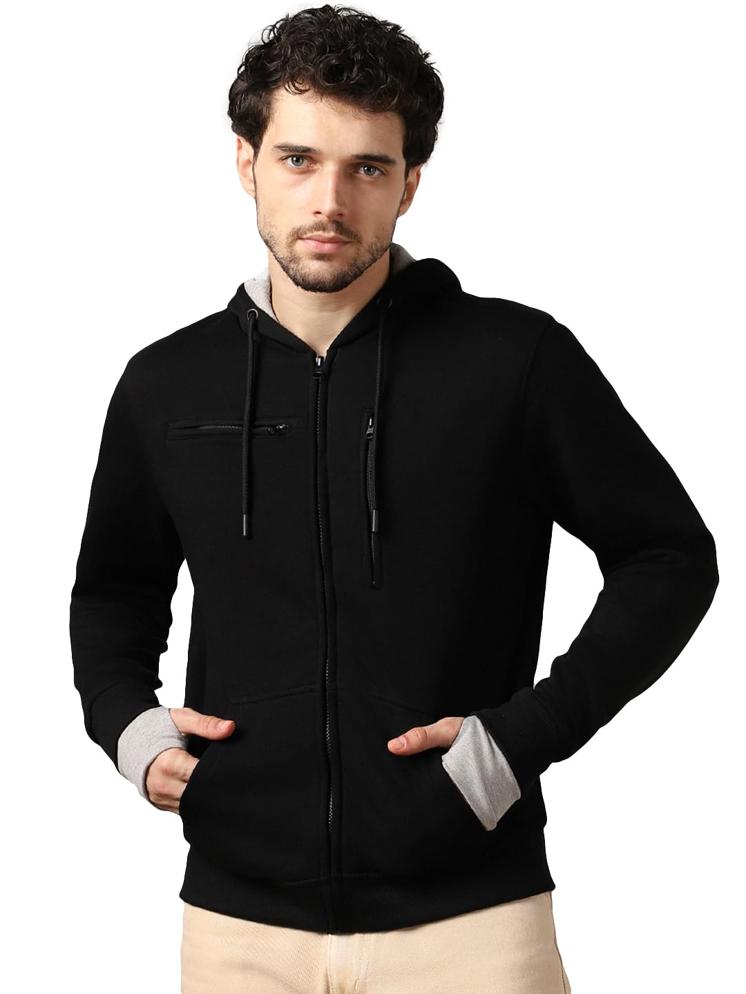 NOBERO Men's Travel Cotton Solid Plain Hoody Sports Winter Gym Workout Running Travel Trekking Hooded Sweatshirts and Hoodies for Men Boys Cotton Winter Casual Wear