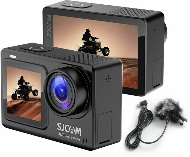 SJCAM SJ8 Dual Screen 4K/30fps 20M Sports Action Camera | 2.33'/1.3' Dual Touch Screen Display | 170° Wide-Angle | Super Night Vision | 30m Waterproof | Support Micro SD 128GB | Vlog Camera | Black Sports and Action Camera