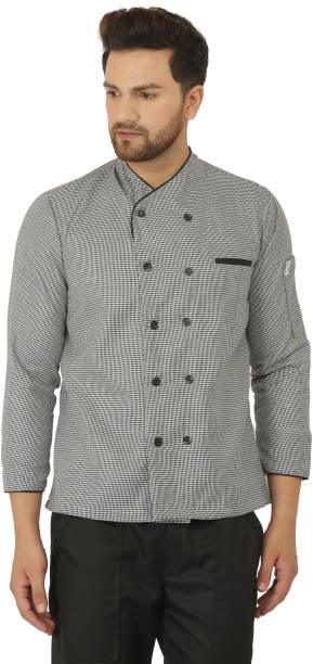 black&white check cotton chef Coat For Men
