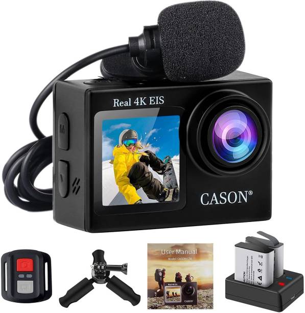 CASON CS6 Real 4K Dual Screen Action Camera for Vlogging With EIS+Gyro, Touch Screen Waterproof Sports Camera with External Mic,2 x 1350 mAh Batteries Sports and Action Camera