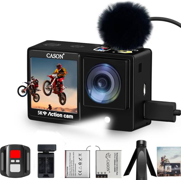 CASON CX11 5K Dual Screen Action Camera for Moto Vlogging With Flash Light, EIS+Gyro, Touch Screen ,Advanced External Mic With Fur,Touch Screen ,2 x 1350 mAh Battery Sports and Action Camera  (Black, 30 MP)