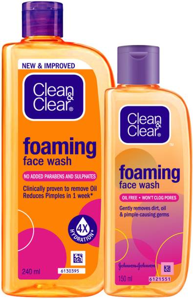 Clean & Clear Foaming Face wash 390ml| Clinically proven| Pimple & Acne removal Face Wash