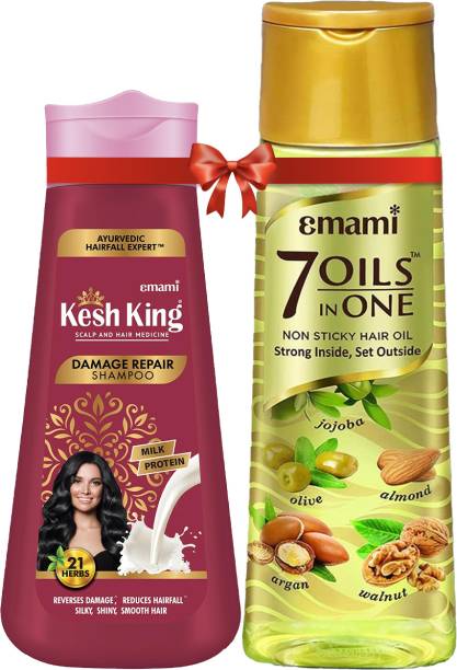 EMAMI 7 Oils in one 500ml + Kesh King Shampoo Damage Repair 340ml