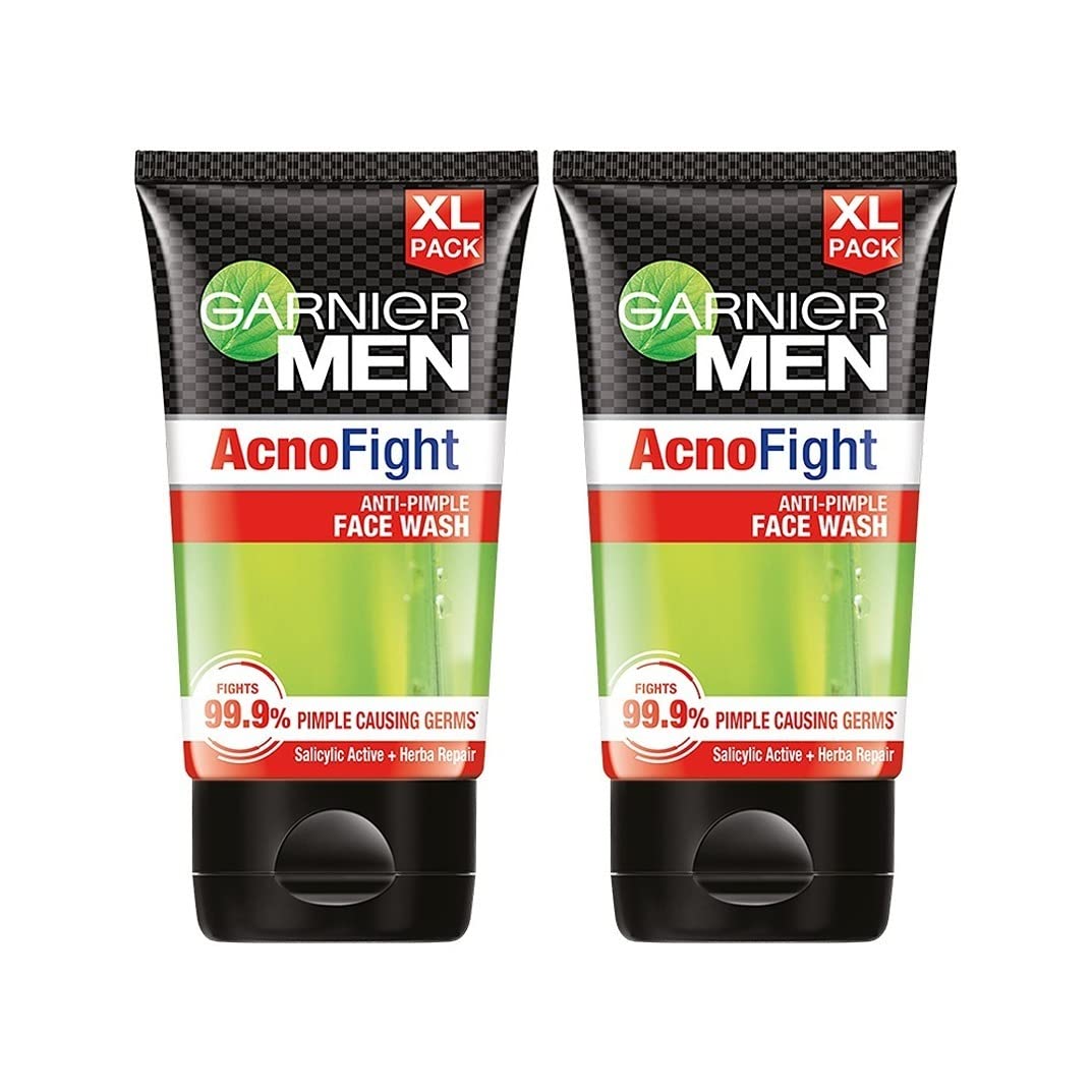 Garnier Men, Anti-Pimple Face Wash, Repairs Skin & Balances Oils, AcnoFight, 2 x 150g (pack of 2)
