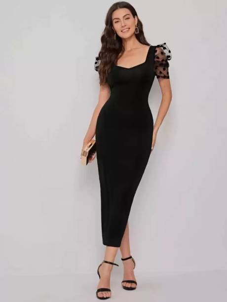 Geniva Women Bodycon Black Dress