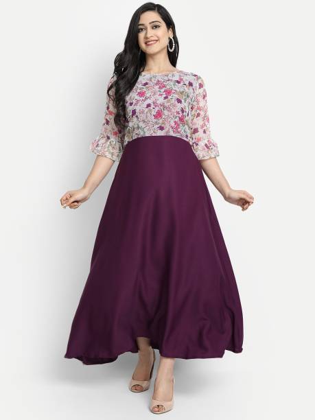 Jash Creation Women A-line Purple Dress
