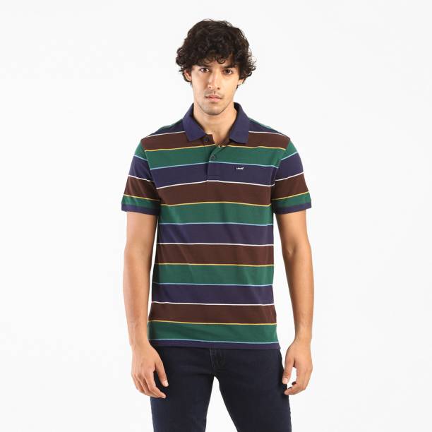 LEVI'S Striped Men Polo Neck Multicolor T-Shirt