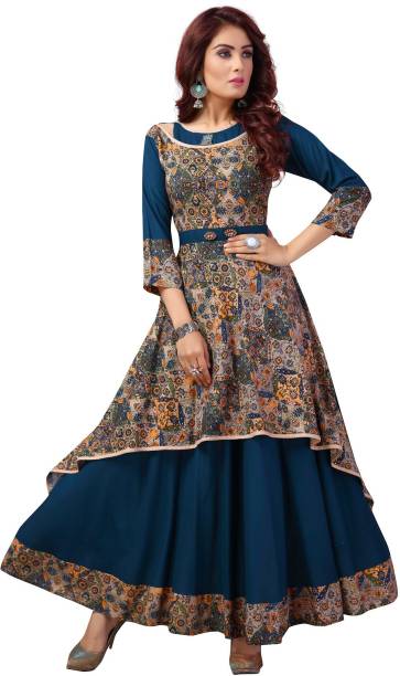 madhuram textiles Women Ethnic Dress Blue Dress
