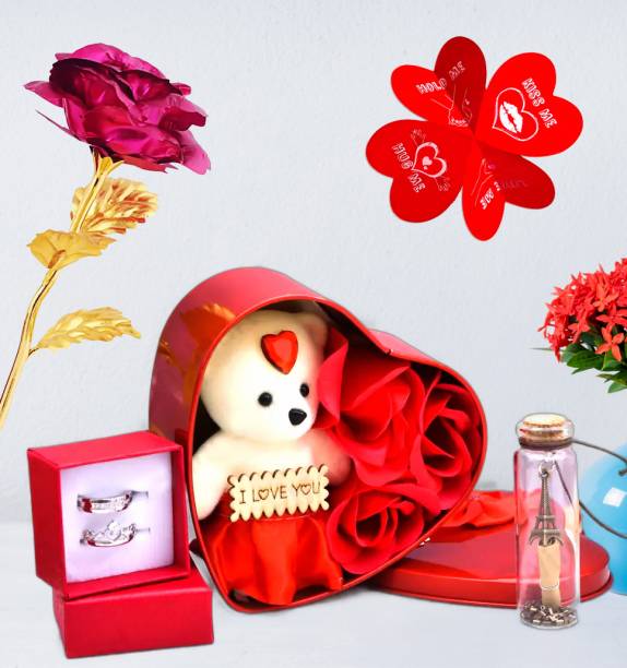 nyarogift Artificial Flower, Soft Toy, Jewellery, Message Pills, Greeting Card Gift Set