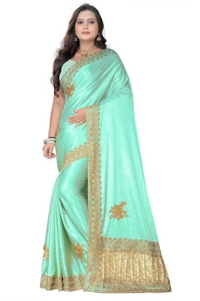 Rajveer enterprise Embroidered Bollywood Silk Blend, Lycra Blend Saree