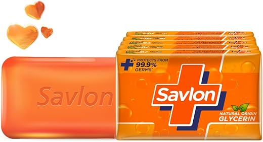 Savlon Moisturizing Glycerin soap bar with germ protection , Pack of 5 - 125g each