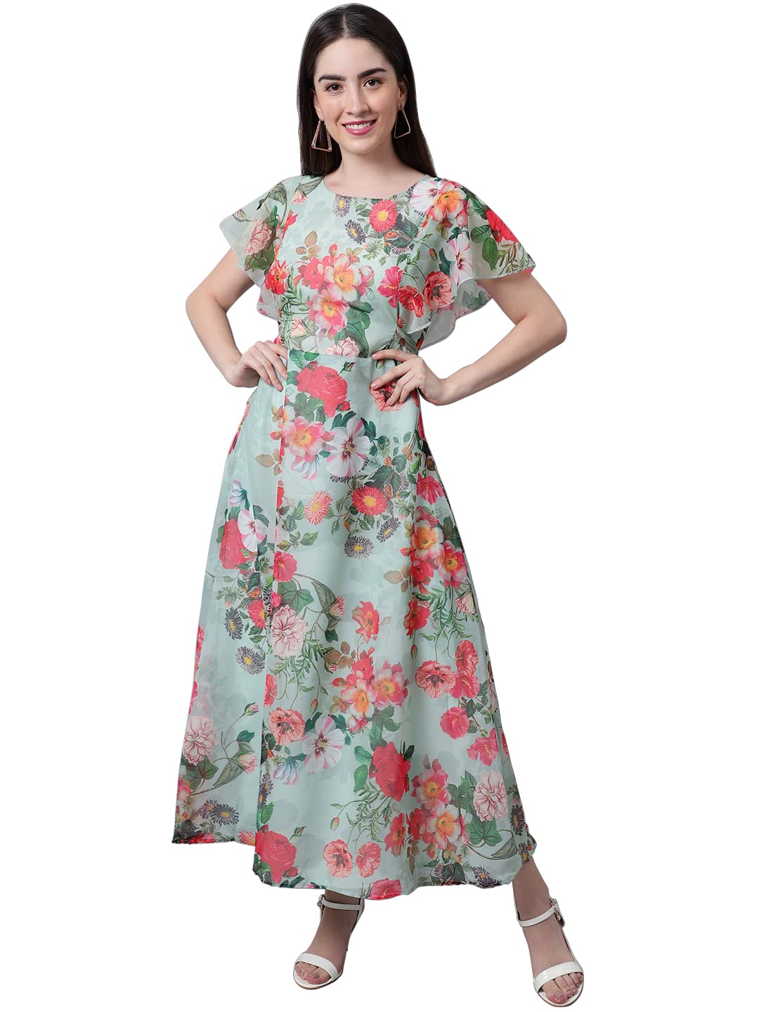 Shasmi Women's Georgette Digital Floral Printed Gown Dress for Women (Gown Dress 35)