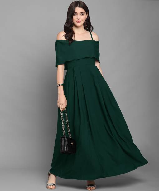 Sheetal Associates Women Fit and Flare Green Dress