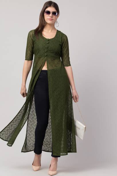 vashist Women A-line Dark Green Dress