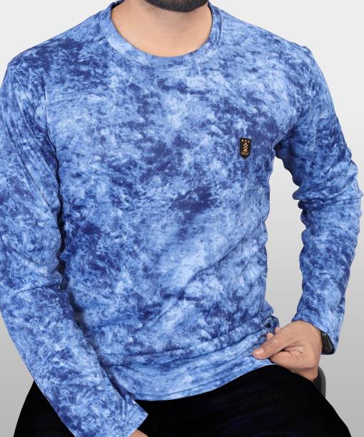 VeBNoR Printed Men Round Neck Blue T-Shirt
