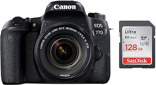 Canon EOS 77D 24.2MP Digital SLR Camera + EF-S 18-55 mm 4-5.6 is STM Lens/Camera Case with Canon EF50MM F/1.8 STM Lens