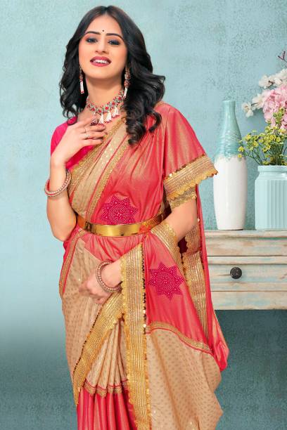 Krishna R fashion Embellished Bollywood Lycra Blend Saree