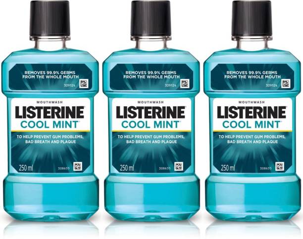 LISTERINE Cool Mint Mouthwash - (Pack of 3 - 250ml each) - Coolmint