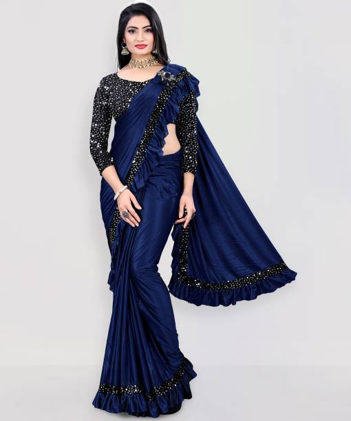 MIJAASHREE Embellished Bollywood Lycra Blend Saree