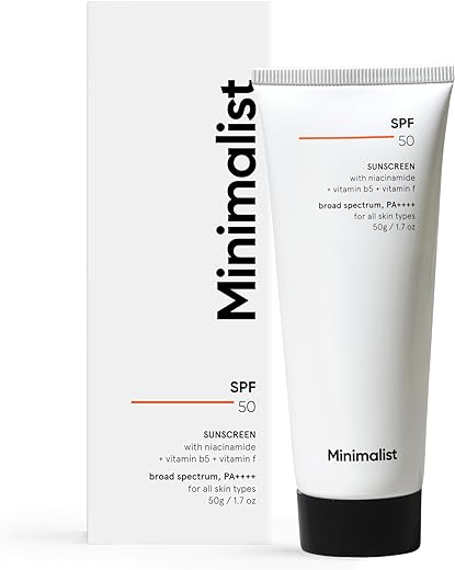 Minimalist Sunscreen Cream SPF 50 Lightweight, No White Cast, Broad Spectrum PA ++++, Acne Safe| For Men & Women, 50 gm