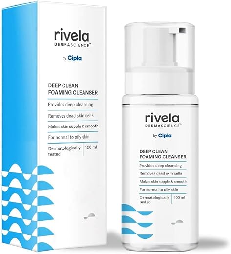 Rivela Dermascience Deep Clean Foaming Facial Cleanser By Cipla | Removes Dead Skin Cells | Makes Skin Supple and Smooth | For Normal to Oily Skin | 100 ml