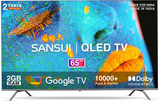 Sansui 165 cm (65 inch) QLED Ultra HD (4K) Smart Google TV With Dolby Vision and Dolby Atmos, Black