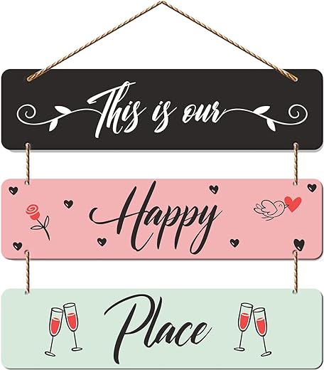 Artvibes Happy Place Family Wooden Wall Hanger for Home Decor | Office | Living Room | Gifts | Bedroom | Quotes Decorative Items | Wall Hangings for Home Decoration | Artworks Wall Hangings (WH_5304N)