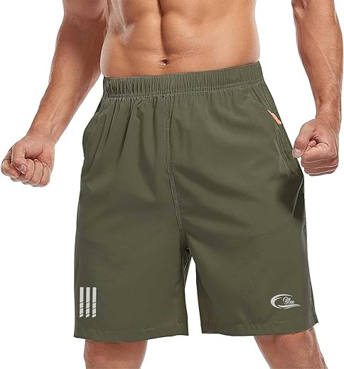 CBlue Men's Outdoor Quick Dry Lightweight Sports Shorts Zipper Pockets