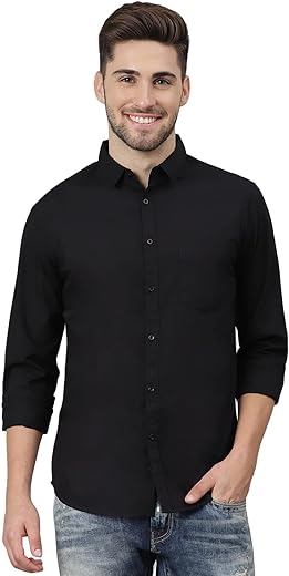 Dennis Lingo Men's Solid Slim Fit Casual Shirt