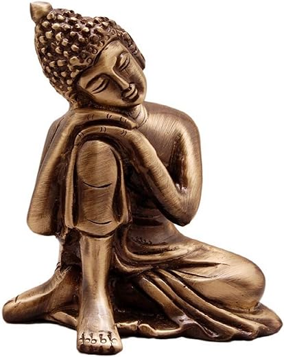 eCraftIndia Resting Buddha on Knee Metal Showpiece (7.5 cm x 5.38 cm x 9.38 cm, Brown, AGB506)