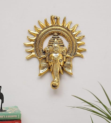 KridayKraft Metal Ganesha ji Statue,Ganpati Wall Hanging Sculpture Lord Ganesh Idol Lucky Feng Shui Wall Decor Your Home, Office,Religious Gift Article Decorative,Showpiece Figurines...