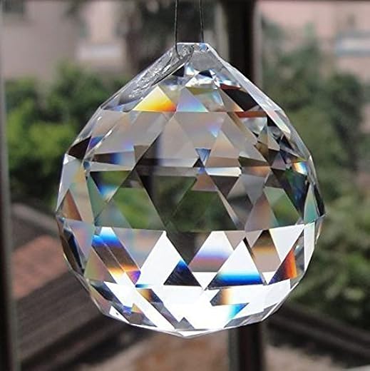 Pindia Fengshui Clear Crystal Hanging Ball for Good Luck & Prosperity (Pre Energized in Rock Salt)