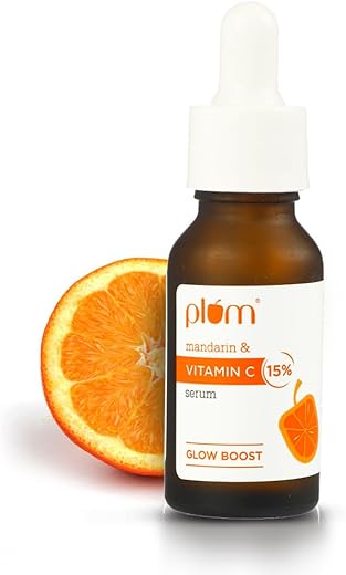 Plum 15% Vitamin C Face Serum with Mandarin | Serum for Face Glowing and Whitening | with Pure Ethyl Ascorbic Acid for Hyperpigmentation & Dull Skin | Vitamin C Serum for Face | Fragrance-Free | 20 ml