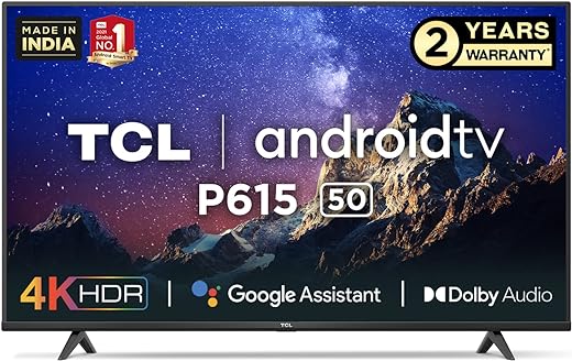 TCL 126 cm (50 inches) 4K Ultra HD Certified Android Smart LED TV 50P615 (Black)