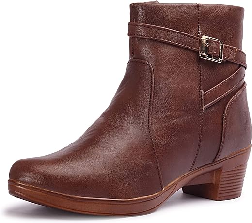 TRASE Women's Boots | Faux Leather, Trendy, Comfortable, Zipper Boots for Casual, Outdoor and Holiday Outings