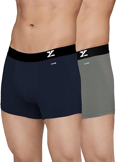 XYXX Men's Aero Super Combed Cotton Regular Fit Solid Antimicrobial Trunks with No Marks Waistband (Pack of 2)