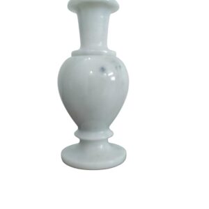 Elegant Marble Decorative Flower Vase, White and Gray, Classic Urn Shape, Traditional Style, Home Decor GI Marble